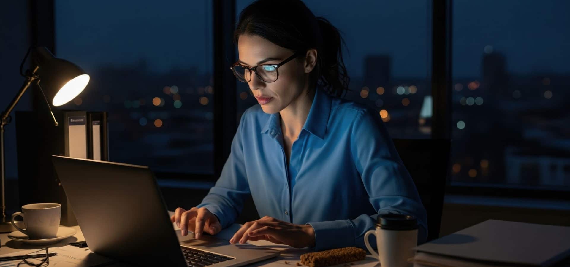 late night seo strategy working on laptop