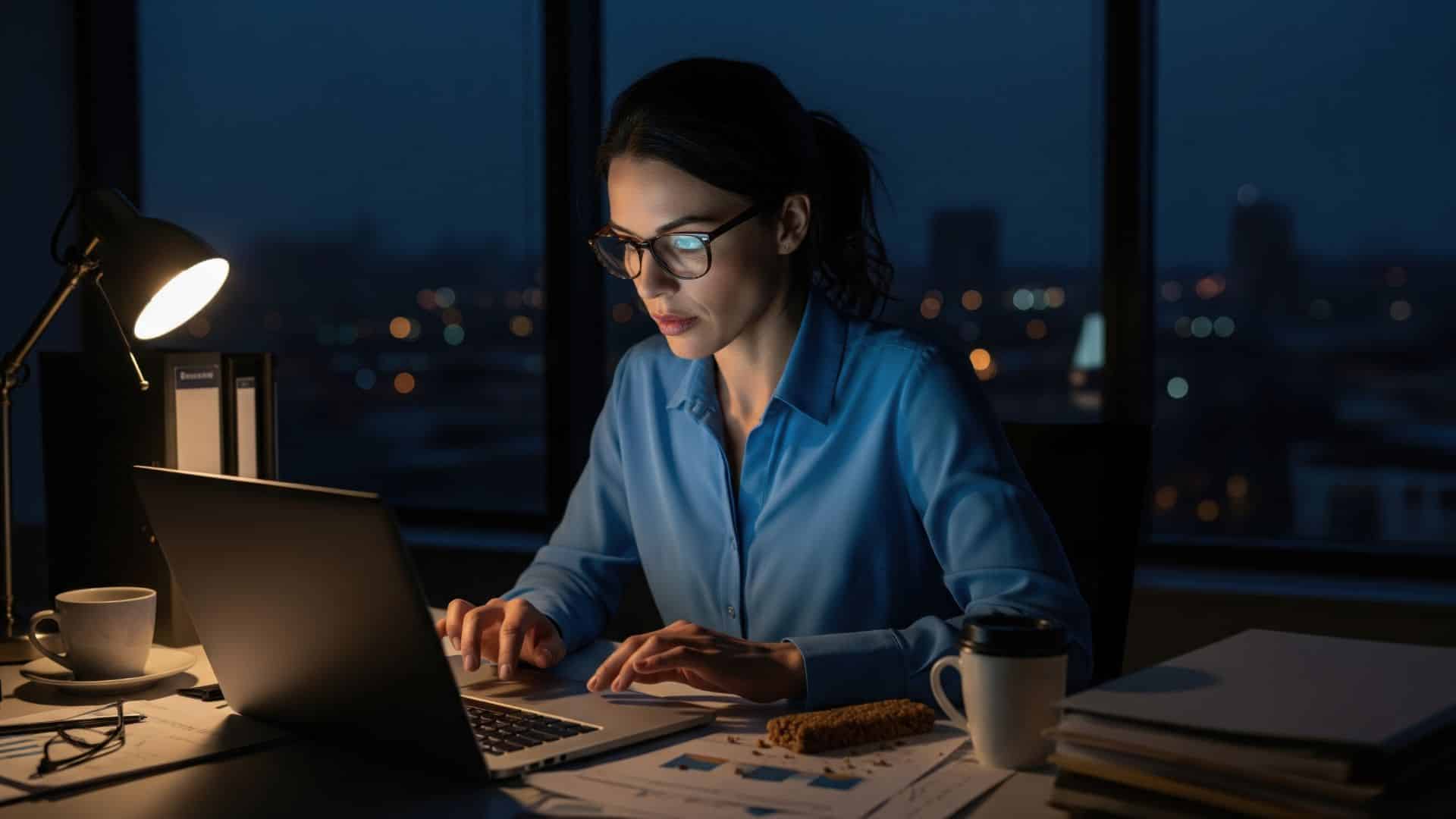 late night seo strategy working on laptop