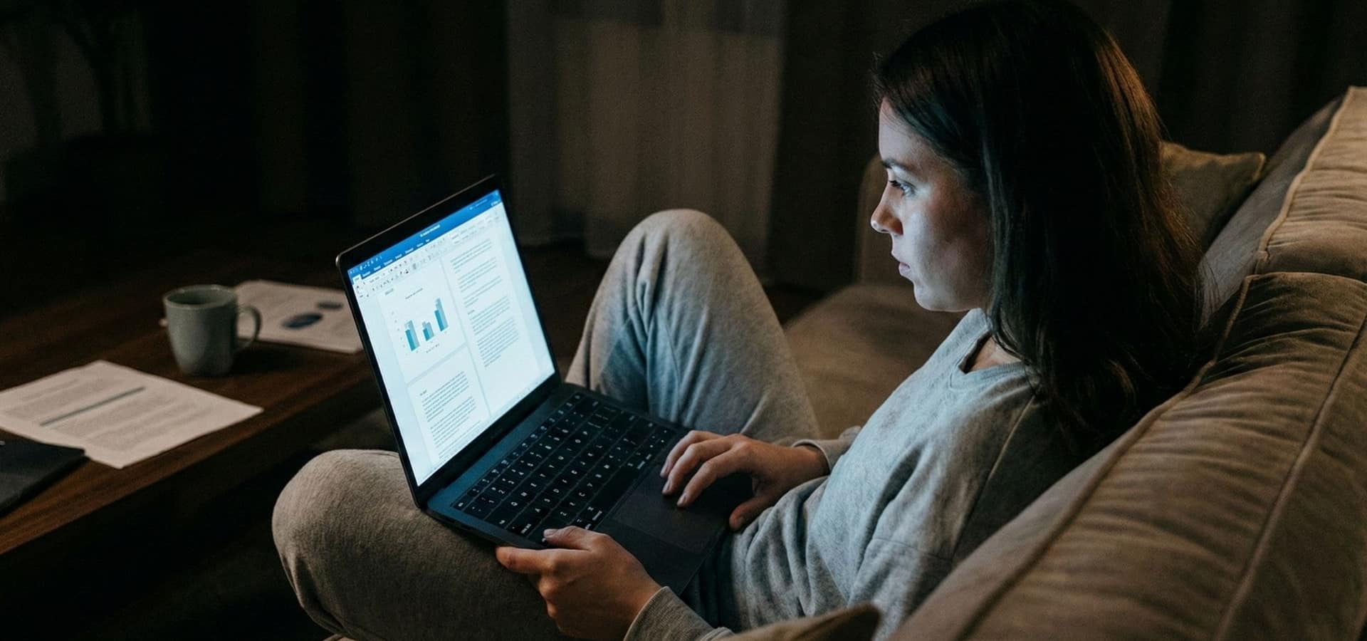 remote analyst reviewing ai search data at home